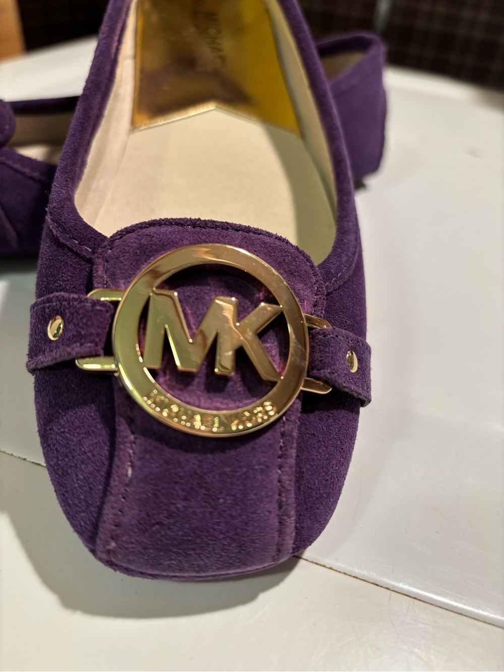 Michael Kors Purple Suede MK Logo Ballet Flats - Picture 2 of 7